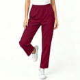 thumbnail image 7 of Mifsaly High Waisted Scrub Pants for Women Elastic Waist Work Trousers Comfortable Flattering Stretchy Doctors Nurse Workwear with Multi Pockets Wine,M, 7 of 7