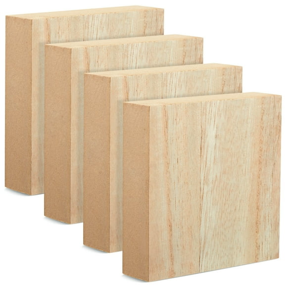 Bright Creations Unfinished MDF Wood Blocks for Crafts, 1 In Thick Wooden Square Blocks (4x4 In, 4 Pack)