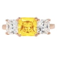 thumbnail image 7 of Three-Stone Engagement Ring for Women - 4ct Simulated Yellow Diamond in 14K Rose Gold Promise Ring, 7 of 7