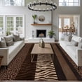 thumbnail image 2 of 6x9 Washable Area Rug, Brown Zebra Leopard Print Non-Slip Large Rectangle Rug for Living Room Dining Room, Country Vintage Animal Skin Print Indoor Floor Mat for Home Decor, 2 of 9