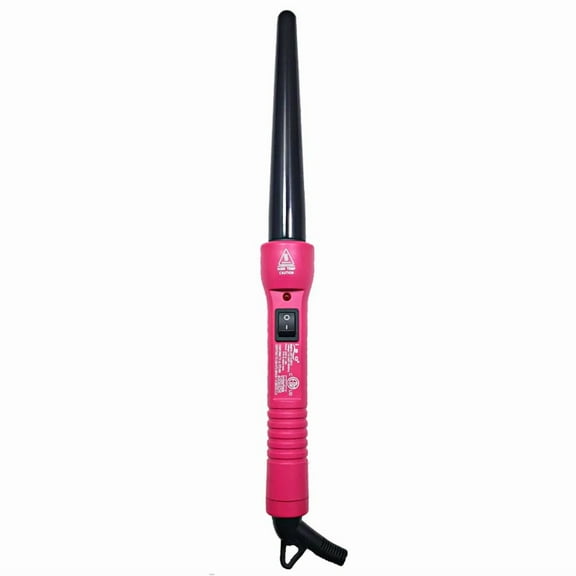 ISO Beauty Twister Hot PInk 25-13mm Barrel Tourmaline Ceramic Hair Curling Iron with Heat-Resistant Glove