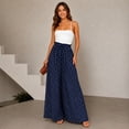 thumbnail image 5 of Minjewel Palazzo Pants for Women Bohemian Culottes - Elastic Waist Polka Dot Print Long Length, Wide Leg Pants for Women Casual Everyday Bottoms, Pants for Women for Summer,Navy 2XL, 5 of 5