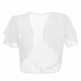 thumbnail image 4 of Jxximdong Cardigans for Women, Ladies' Double Layer Three Quarter Sleeve See Through Solid Color Shawl Chiffon Short Cardigan, Women's Bolero Shrugs White, 4 of 6