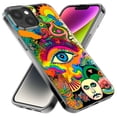 thumbnail image 3 of MUNDAZE Case for Apple iPhone 15 Plus Hybrid Shockproof Slim Hard Soft TPU Shell Heavy Duty Protective Phone Cover - Neon Rainbow Psychedelic Trippy Hippie Multiple Eyes, 3 of 5