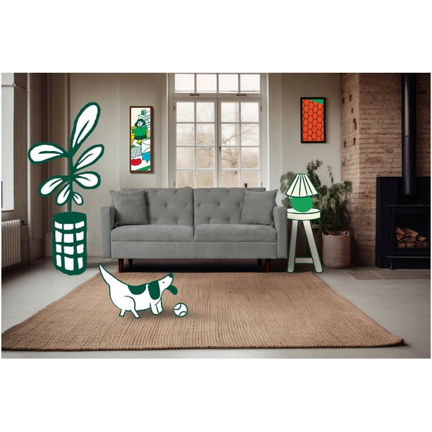 Sofá Cama De Velvet Gris Claro Beehive Memory Foam Modelo Jagger