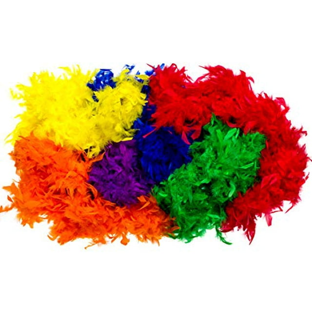 Colorful Rainbow Feather Boas 6 Pack of 6 Feet Long Boas with Vibrant