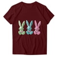 thumbnail image 4 of Pisexur Hauts de Printemps pour Femmes 2025, Hauts d'Entraînement Femmes, Hauts d'Entraînement Femmes T-Shirt Imprimé Manches Courtes Col Rond Chandail à la Mode Vin, m, 4 of 5