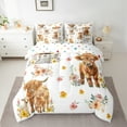 thumbnail image 3 of Homewish Farmhouse Highland Cow 7pcs Bedding Comforter Set,Multicolor Country Floral Queen Bedding Sets,White Brown Queen Sheet Sets For Girls,Breathable Home Decor Reversible, 3 of 9