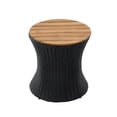 thumbnail image 3 of Christopher Knight Home 17.5" Round Outdoor Patio Side Table with Wood Top, Wicker Base, Black + Natural, 3 of 12