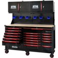 thumbnail image 5 of MIDOQIN Metal Garage Wall Cabinet, Wall Mounted Steel Storage Cabinet with 2 Doors, Pegboard, Hooks, Basket, and Storage Shelf, Black and Red, 5 of 7