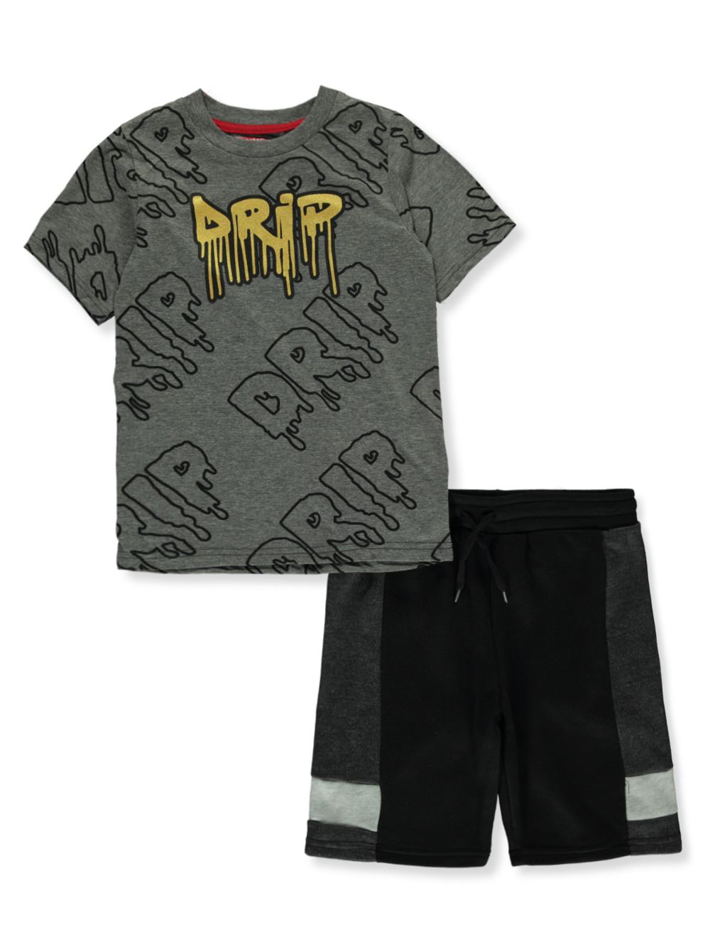 Prime Threads Boys' 2-Piece Drip Shorts Set Outfit - charcoal gray, 8 ...