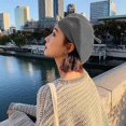 thumbnail image 4 of Women's Beret, French Style Hat Winter Fashion Warm Wool Lining Knitted Cap Retro Soft Solid Color Wild (Gray), 4 of 5