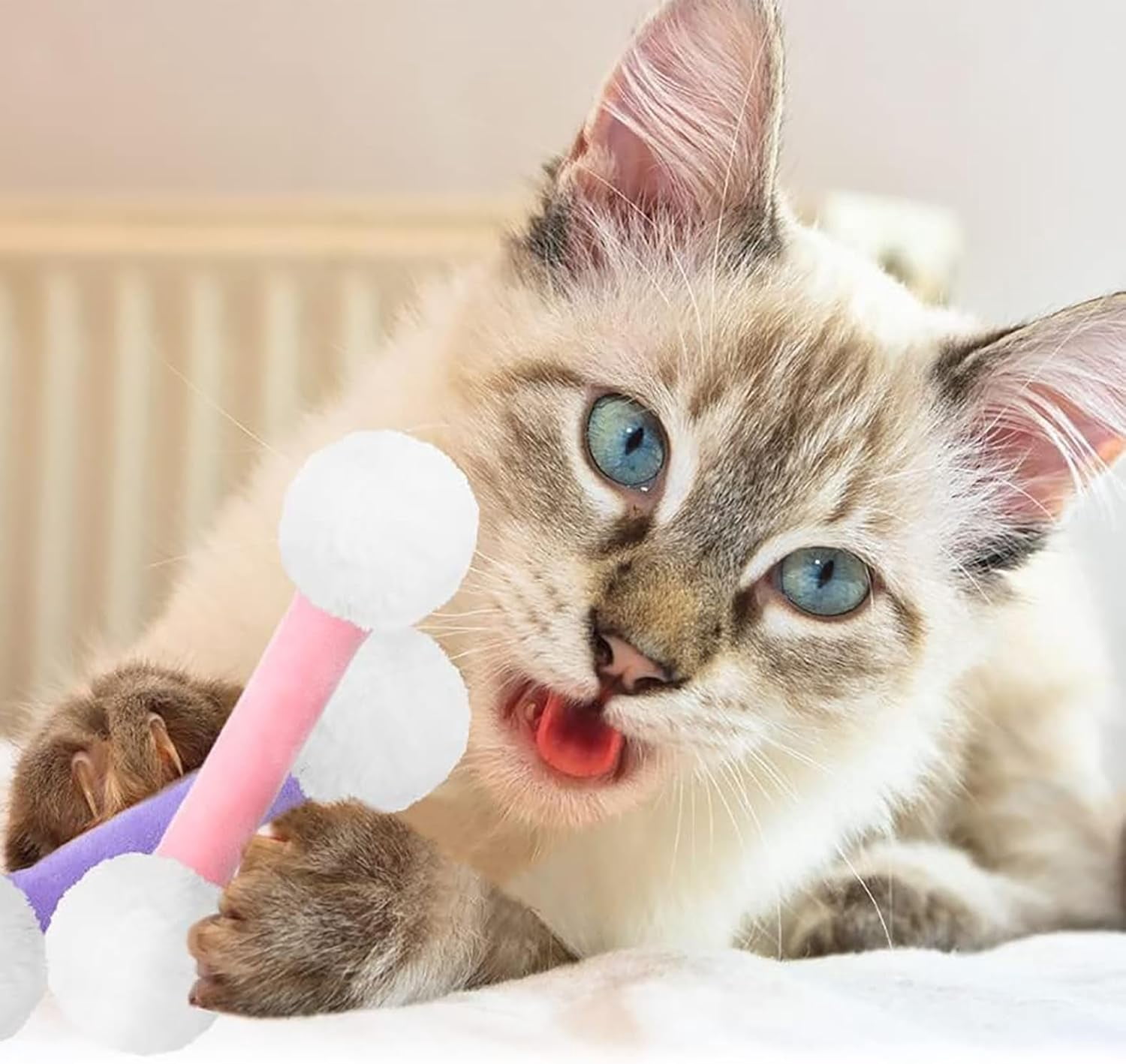 Cat Qtip Toy - Giant Cotton Swab Cat Toy for Interactive Play, Sturdy for Indoor Cats and Cat Lovers Gift