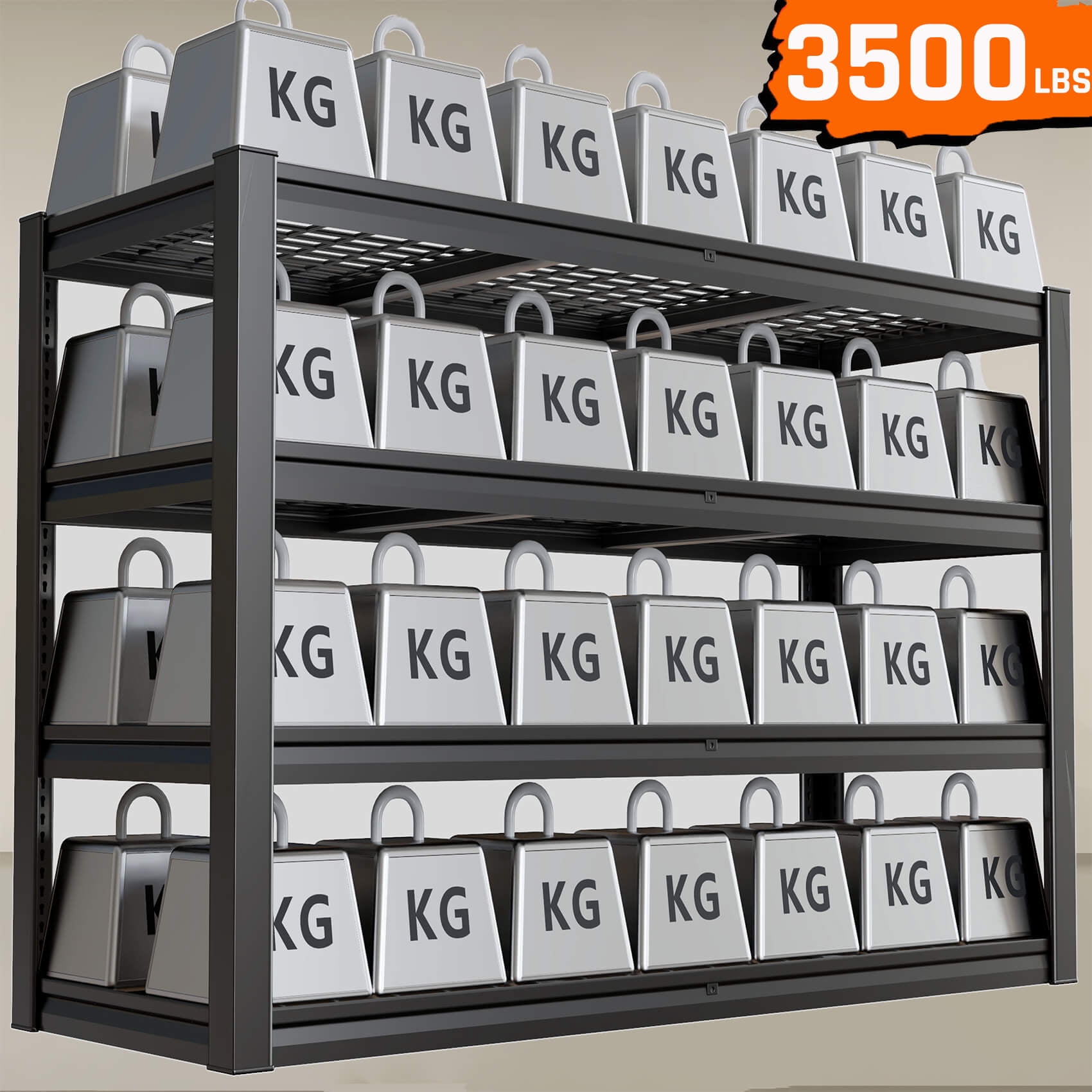 SKZNSA 4 Tier Storage Shelves, 30" D Garage Shelving Heavy Duty Metal Adjustable Garage Shelves, Shelving Units Industrial Shelving for Warehouse, 72" W x 30" D x 72" H,Black
