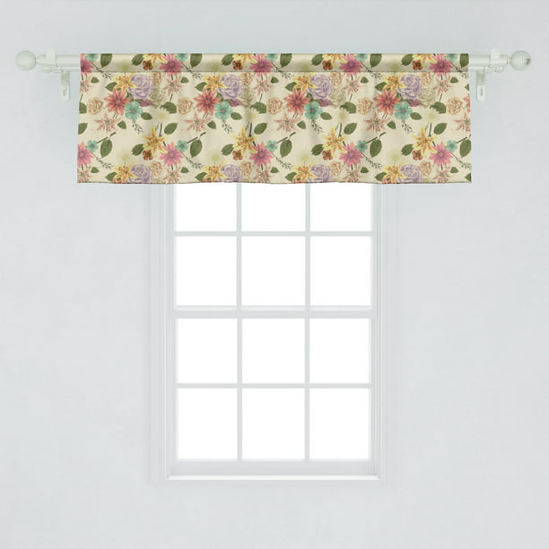 Ambesonne Fl Window Valance, Magnolia Kitchen Curtains