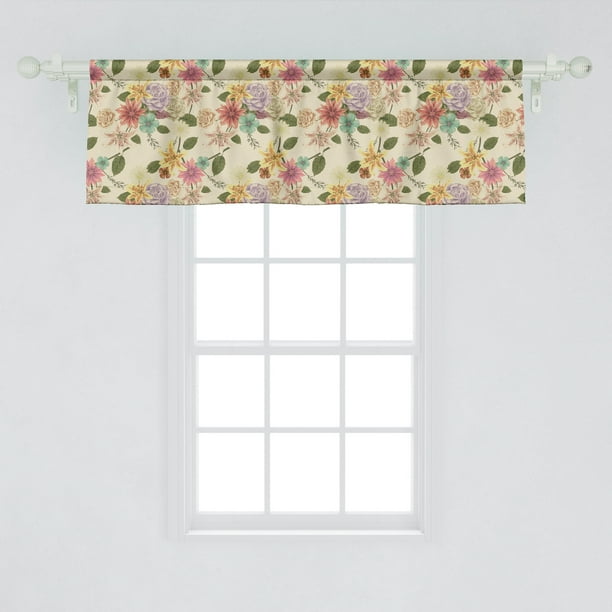 Ambesonne Fl Window Valance Classic Blossom Romantic Rose Bouquets Lilly Magnolia Vintage Repetition Curtain For Kitchen Bedroom Decor With Rod Pocket 54 X 18 Eggs Multicolor Com Ambesonne Fl Window Valance, Magnolia Kitchen Curtains