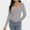 Gray, variant on Women's Square Neck Long Sleeve Slim Fitted Casual Long Sleeve Shirts Basic Crop Top Trendy Clothes
