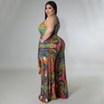 thumbnail image 5 of AURA Women Plus Size Printed Jumpsuit High Waist Belted Wide Leg Casual Work Outfit, 5 of 7