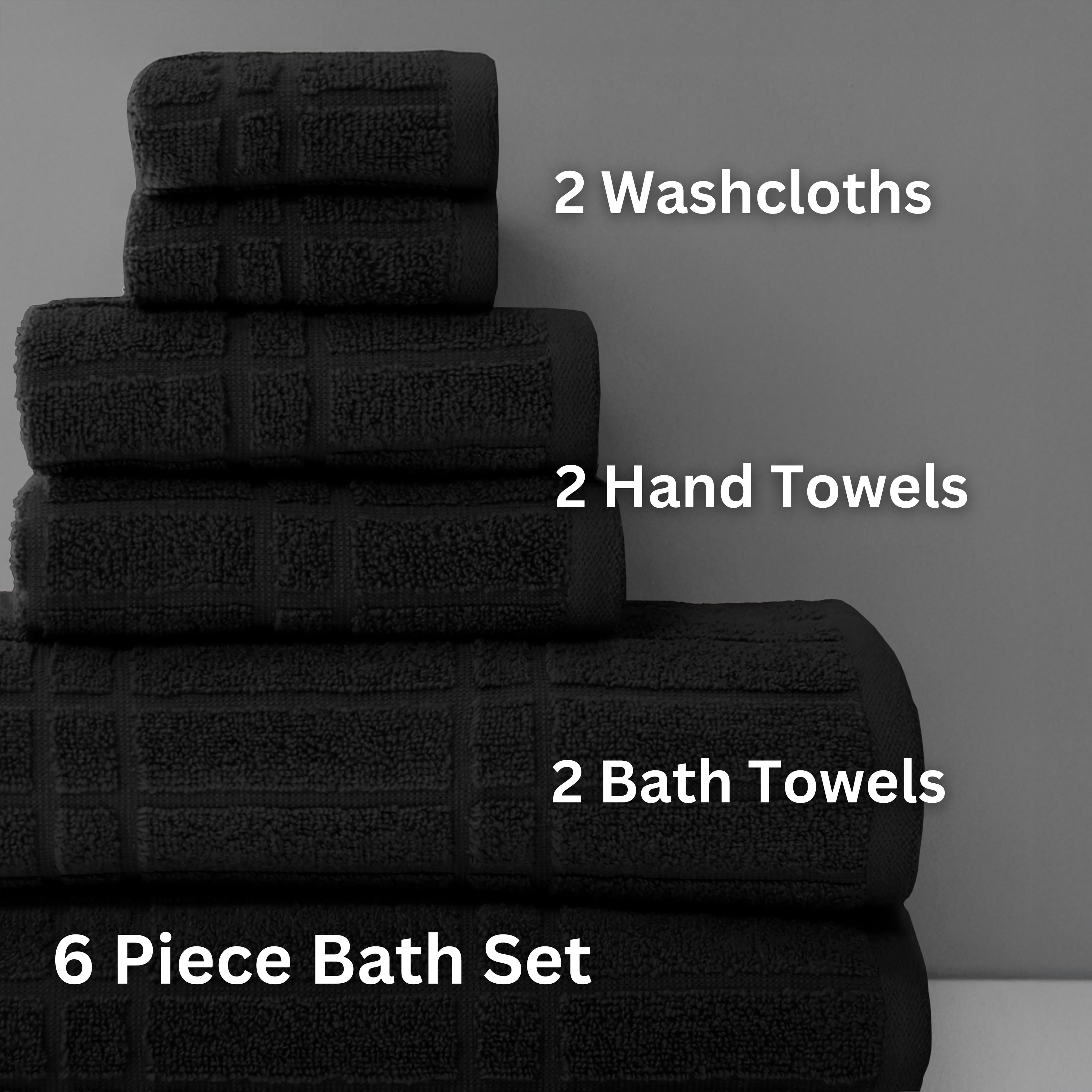Mainstays Soft Touch Cotton 6-Piece Bath Towel Set, Black