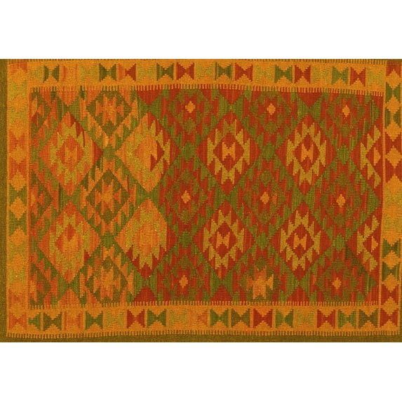 Ahgly Company Indoor Rectangle Oriental Yellow Traditional Area Rugs, 8' x 10'