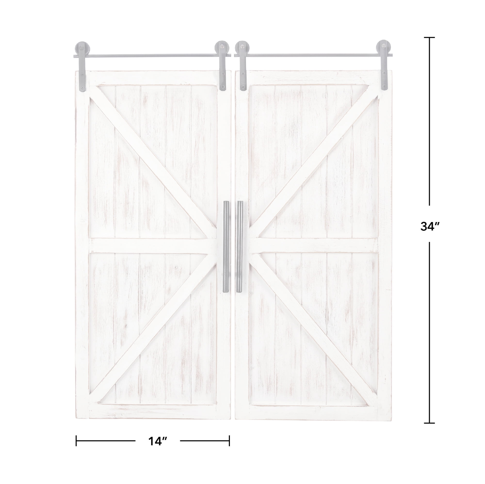FirsTime & Co. White Carriage Barn Door Wall Plaque 2-Piece Set, Farmhouse, Framed, 14 x 2 x 34 in