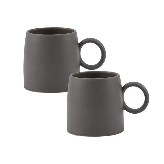 Bico Reactive Glaze Dark Grey Straight Mugs Set, Set of 2, Microwave and Dishwasher Safe, for Coffee, Hot Chocolate, Milk