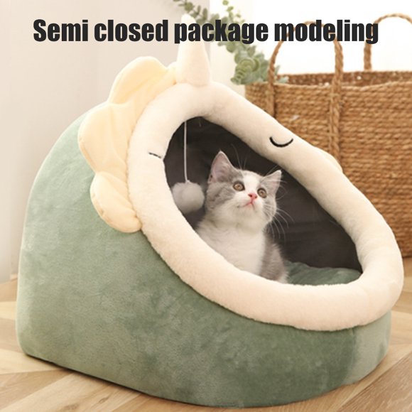 Warm Cozy Pet Bed Non-slip Bottom Cat Bed Cat House House Cushion Removable and Washable Pet Sleeping Nest Bed