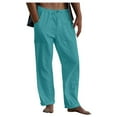 thumbnail image 2 of Men's Fashion Solid Color Slim Loose Casual Pants, Waist with Pockets Trousers for Streetwear and Daily Outings,Turquoise,2XL, 2 of 7