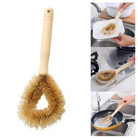 

Hariumiu Kitchen 1/2 Pcs Kitchen Scrub Brush All Natural Cleaning Brushes for Dish/Bottle/Vegetable/Pan/Pot Hemp Fiber Handle and Coconut Fibers Bristles