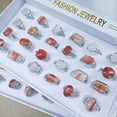 thumbnail image 2 of HOOUN Wholesale Mixed Red Agate Lots 100pcs Charm Natural Stone Silver P Lady's Rings, 2 of 5