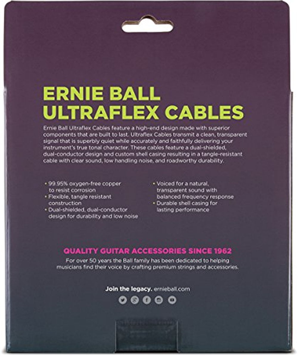 Ernie Ball 30' Coiled Straight / Angle Instrument Cable - White