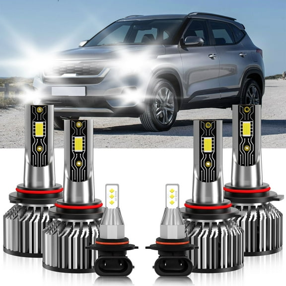 VEHIFOMO Compatible for Kia Seltos 2021-2023 6x Combo LED Headlight Fog Lights Bulbs Kit White 6500K