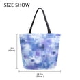 thumbnail image 5 of Open Top Canvas Tote Bag with Zipper Reusable Shopping Bag 13.5x15" Roomy Carryall Blue Squares and Shapes, 5 of 9