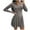 *Gray, variant on U Womens Solid V Neck Waist Defining Dress,Flare Elegant A line Swing Mini Dresses Black,Womens Plus S