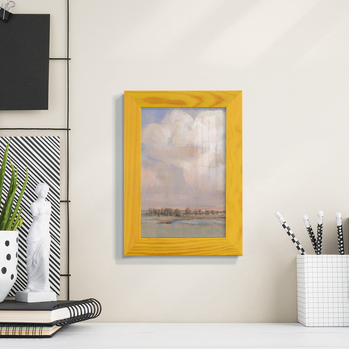 Billowing Clouds II - Framed Print w/glass - Sunflower Yellow