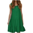thumbnail image 2 of fartey Robe Décontractée pour Femmes Été Unie Col Rond à Étages Ample Robe Débardeur Sans Manches Ligne A Confortable Midi Robe de Plage, 2 of 7