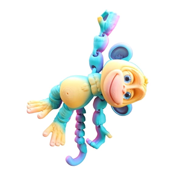 3D Printed Posable Monkey Fidget Toy, Flexible Articulated Monkey Sensory Figure for Stress Relief & Desk Display, Colorful Movable Animal Collectible Decor, Cute Desktop Ornament Gift for Adults