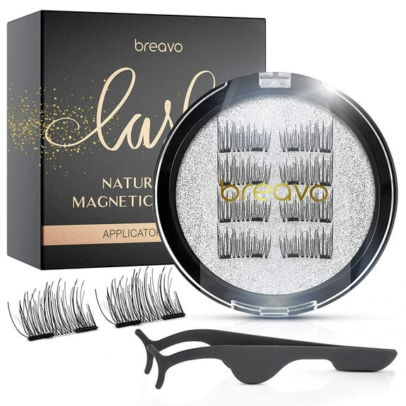 Breavo Dual Magnetic Eyelashes Natural Look Half Lashes, Magnetic Eyelashes Without Eyeliner, Perfect Reusable Eyelashes(8Pcs)