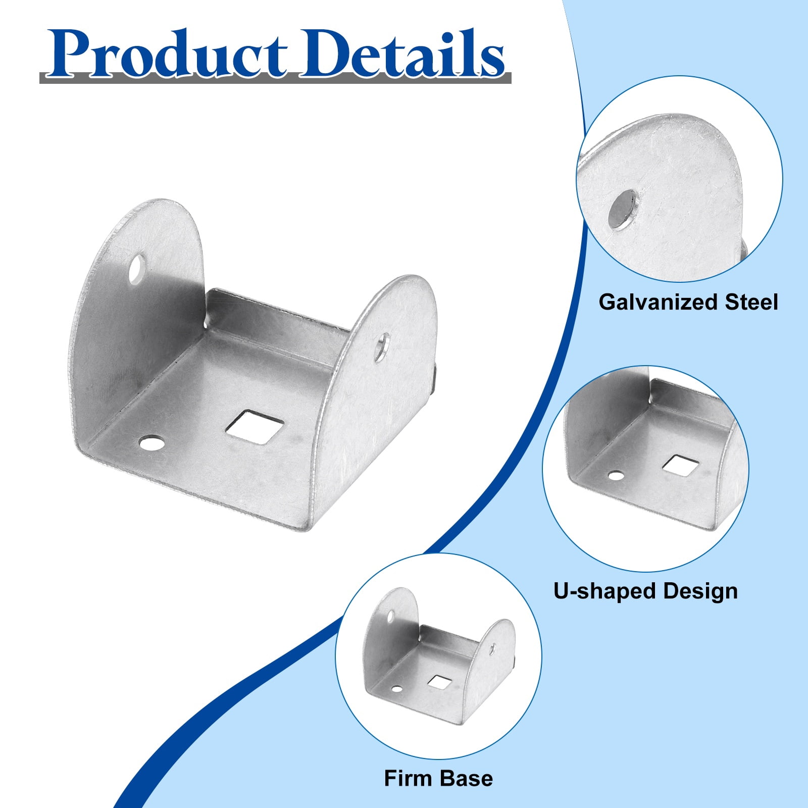 Uxcell 10 Pcs U Bracket for 2.01" Panels, 52 x 55 x 42mm Metal U Shaped Fasteners Brackets for Guardrail or Partitions Connection, Silver