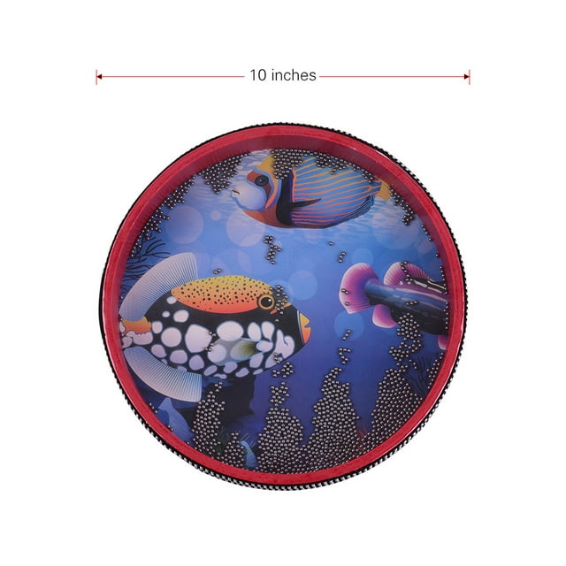 Ocean Drum, 10 Inch Handheld Solid Wooden Wave Bead Drum Gental Sea Sound Drum Percussion Musical Instrument