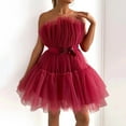thumbnail image 2 of WTXUE Corset Dress, Tube Top Mesh Bowknot Ballet Dress for Women, Tulle Dress Women, Mesh Dress, Red Dresses for Women, Red 2XL, 2 of 7