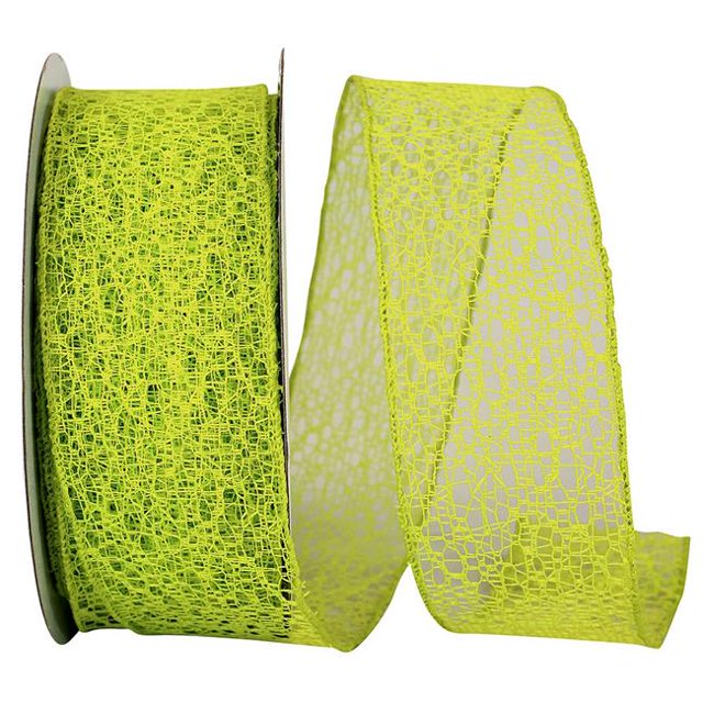 Reliant Ribbon 90411W-204-40J 20.5 in. 25 Yards Web Natural Wired Edge Ribbon, Lime