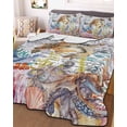 thumbnail image 3 of Quilts Full Size Bedding Set, Brown Turtle Coastal Lightweight Quilted Comforter, Summer Beach Coral Seahorse Ocean Octopus Soft Bedspread Coverlet with Pillow Covers for All Season, 78" x 90", 3 of 7