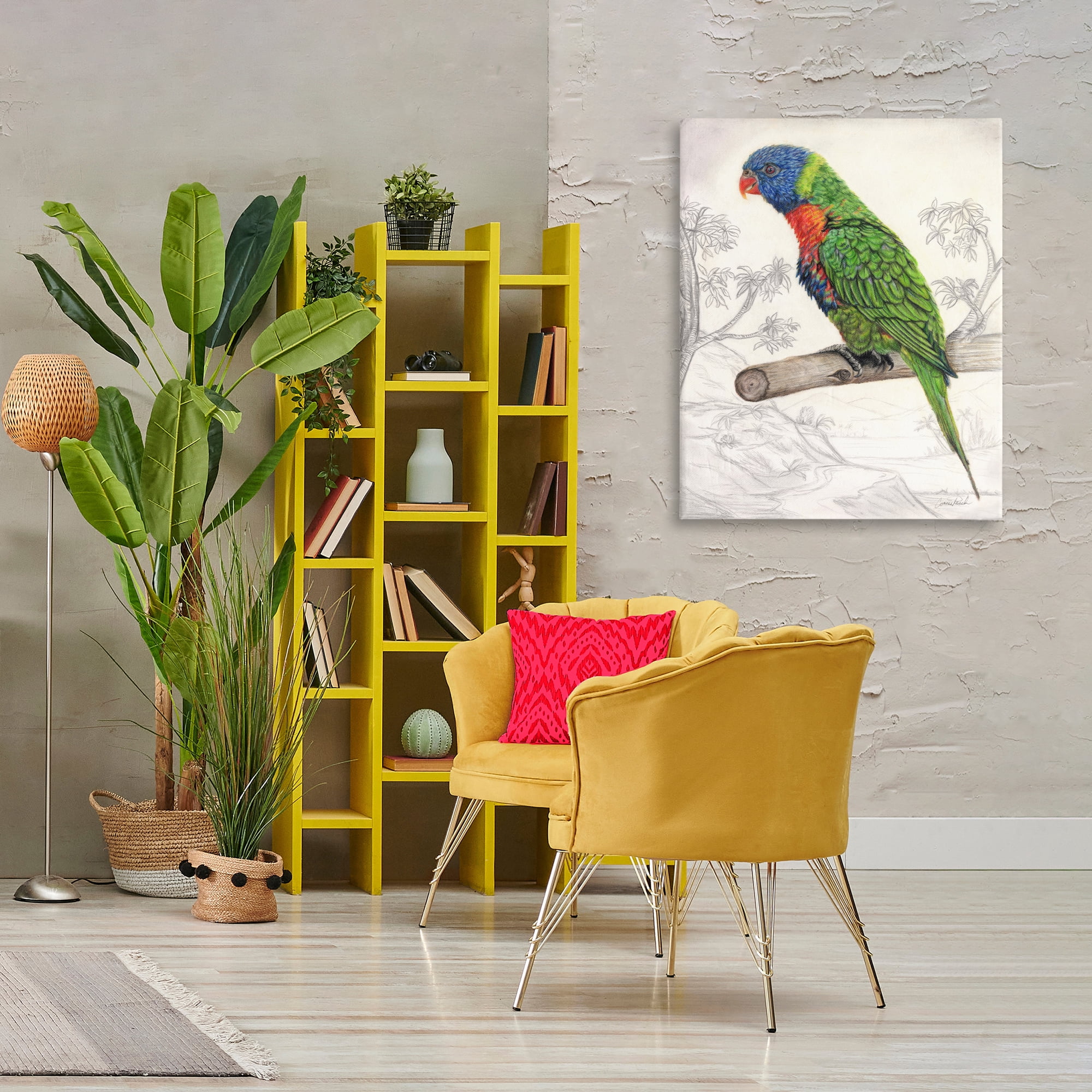 Stupell Industries Lorikeet Sketched Nature Animals & Insects Painting Gallery Wrapped Canvas Art Print Wall Art, 30 x 40