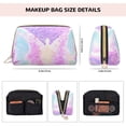 thumbnail image 5 of Cauagu Purple Sparkling Butterfly Print Large Cosmetic Bag,Portable Cosmetics Pouch Travel Makeup Bag Large Capacity Travel Makeup Case Organizer Makeup Brush Organizer, 5 of 8