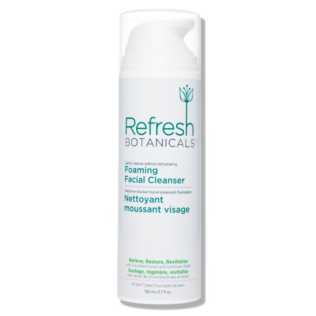 Nettoyant Moussant pour le Visage par Refresh Botanicals, un Nettoyant Doux pour le Visage avec Extrait de Concombre et Eau de Bleuet, en Bouteille à Pompe de 150 ml. Restaure l'Hydratation de la Peau, Élimine les Impuretés et Convient à Tous les types de Peau. Fabriqué au Canada et Sans Cruauté.