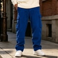 thumbnail image 2 of Loose Cargo Pants for Men,Straight Leg Casual Wide Leg Trousers with Multi Pockets for Hiking and Traveling, 2 of 7