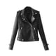 thumbnail image 5 of YUEHAO - Chaqueta de cuero de manga larga con solapa y cremallera, informal, color liso, para mujer, color negro, 5 of 7