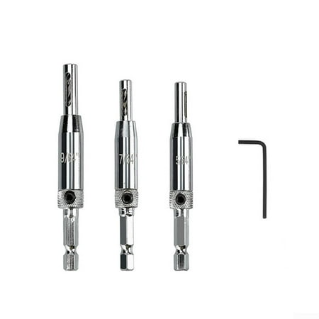 

3pcs Self Centering Hinge Drill Bits Set Door Cabinet Pilot Holes HSS Hex Groove