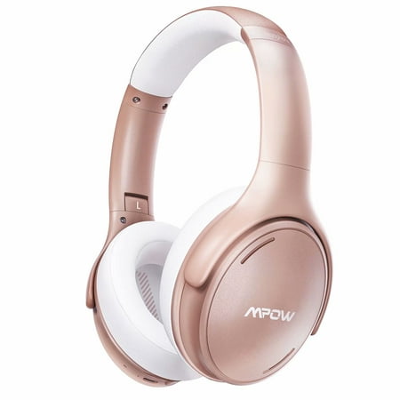 Mpow Bluetooth Headphones, H19 IPO Active Noise Cancelling, Bluetooth 5.0 Headphones with Deep Bass, Fast Charge, 35H Playtime, Lightweight Headset, CVC 8.0 Mic Travel Rose Gold